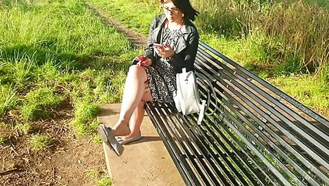 Tattooed Redheaded Girl Caught At The Bus Stop Dangling Her Shoe