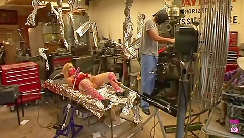This Blonde Bitch Got Her Ass Banged By A Dildo And Pussy By A Man