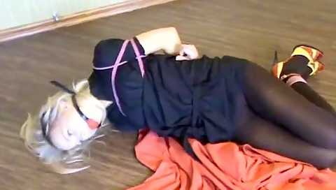 Foxy Hogtied In Black Dress